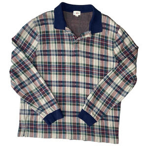 J. Crew Shirt Mens XL Plaid Long Sleeve Double Knit Jacquard Holiday Preppy Polo